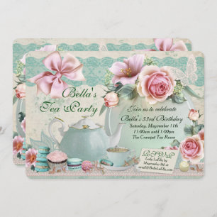 Tea Party Anniversaire Invitations