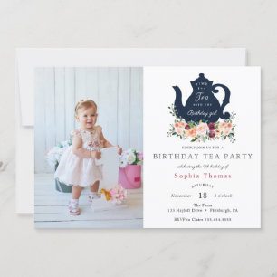 Tea Party Anniversaire Photo Invitation