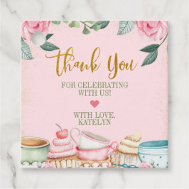 Tea Party Aquarellfarbene Gastgeschenk Tags Geschenkanhänger