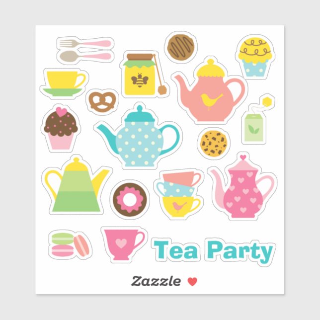Tea Party Aufkleber Set (Blatt)