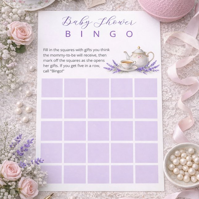 Tea party Baby Shower Bingo Game Briefpapier (Von Creator hochgeladen)