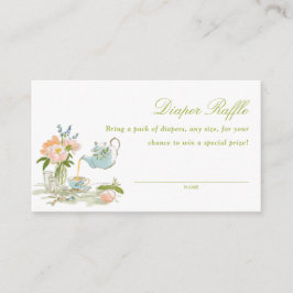 Tea Party Baby Shower Diaper Raffle Begleitkarte