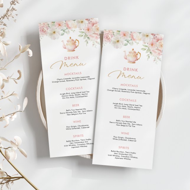 Tea Party Baby Shower Drink Menu Menükarte (Tea Party Baby Shower Drink Menu
)