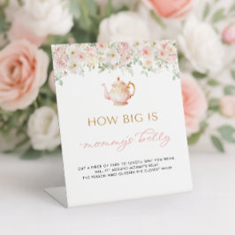 Tea Party Baby Shower How Big is Mommy's Belly Sockelschild