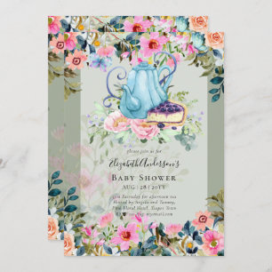 Tea Party Baby Shower Invitations
