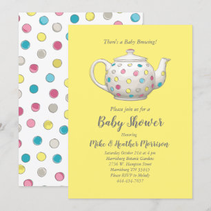 Tea Party Baby Shower Polka Dot Geschlecht neutral Einladung