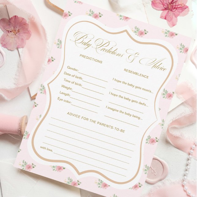 Tea Party Baby shower prédictions Cartes de jeu (Créateur téléchargé)