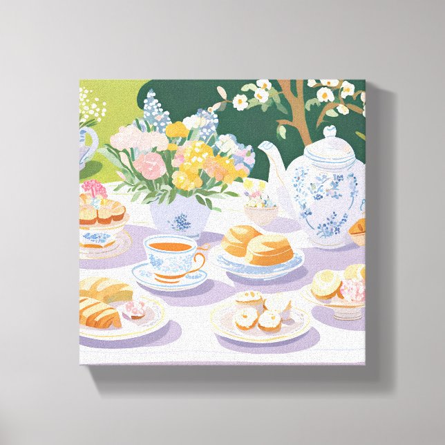 Tea-Party | Beautiful Garden Party Floral Leinwanddruck (Vorderseite)