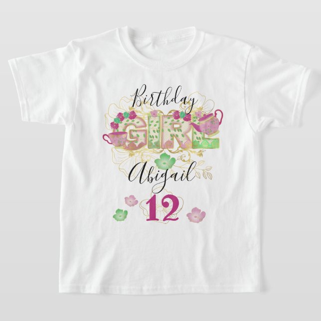 Tea Party Birthday Girl | Gewohnheitsalter T-Shirt (Ablage )