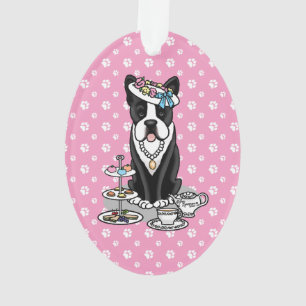 Tea Party Boston Terrier Dog (schwarz) Niedlich Ornament