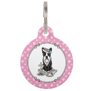 Tea Party Boston Terrier (schwarzer) Niedlicher Hu Haustiermarke