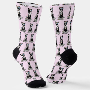 Tea Party Boston Terrier (schwarzer) Niedlicher Hu Socken