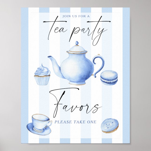 Tea Party Boy Baby Duschfavoriten Poster (Vorne)