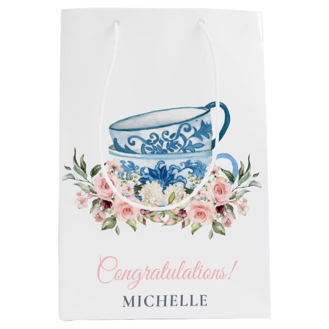 Tea-Party-Brautparty Mittlere Geschenktüte (Vorderseite)