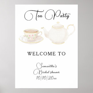 Tea Party Brautparty Willkommens Schaumstoffplatte Poster