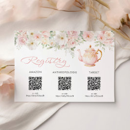 Tea Party Bridal Shower Registry Card Enclosure Begleitkarte