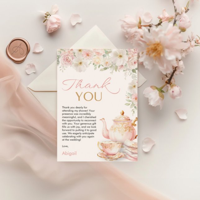 Tea Party Bridal Shower Thank You Card Dankeskarte (Tea Party Bridal Shower Thank You Card)