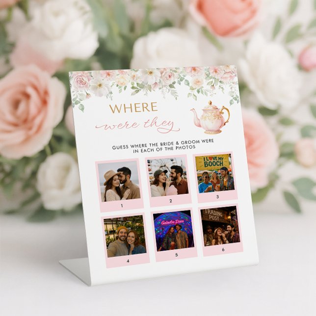 Tea Party Bridal Shower Where Were They Sockelschild (Tea Party Bridal Shower Where Were They Pedestal Sign)