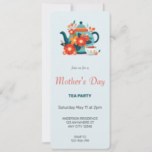 Tea-Party Einladung der aquamarinen Mutter