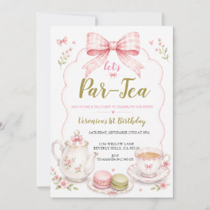 Tea Party Erster Geburtstag Mädchen Bogen Einladun Einladung