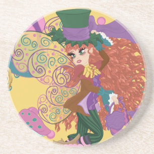 Tea Party Fairy, Vintag Watch und Pilze Sandstein Untersetzer