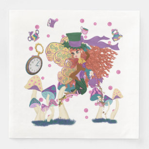 Tea Party Fairy, Vintag Watch und Pilze Serviette