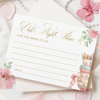 Tea Party Fête des mariées Date Nuit Idées Carte