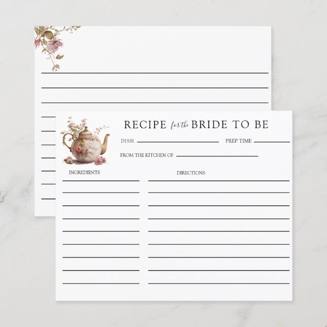 Tea Party | Fête des mariées de thé | Cartes de re (Devant / Derrière)