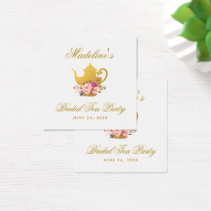 Tea Party Fête des mariées or rose floral Tags