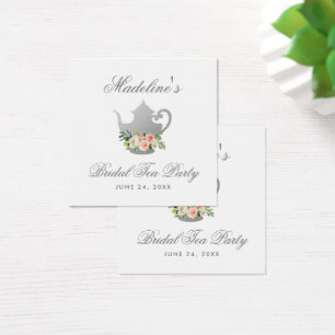 Tea Party Fête des mariées rose Floral Argent Tags