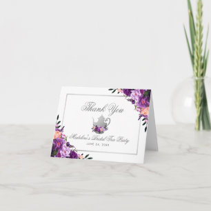 Tea Party florale violet Merci note