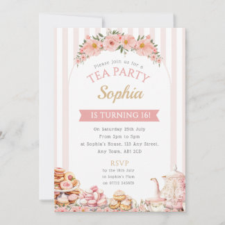 Tea Party Geburtstagsparty Einladung Nachmittagste