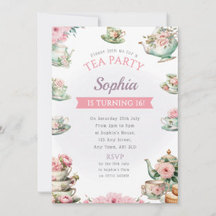 Tea Party Geburtstagsparty Einladung Nachmittagste