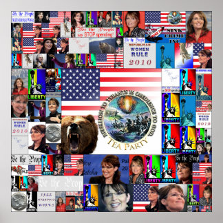 TEA Party Grizzly Bären Flag Sarah Palin Collage Poster