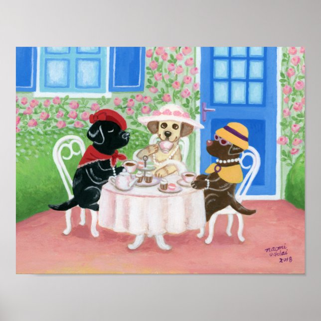 Tea Party Labradors Poster (Vorne)