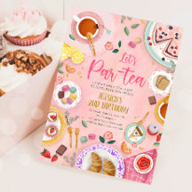 Tea Party Let's Par-Tea Girl Pink Gold Birthday