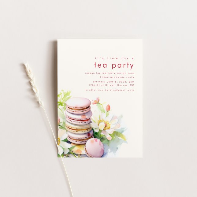 Tea Party Patisserie Einladung mit Macaroons (Von Creator hochgeladen)