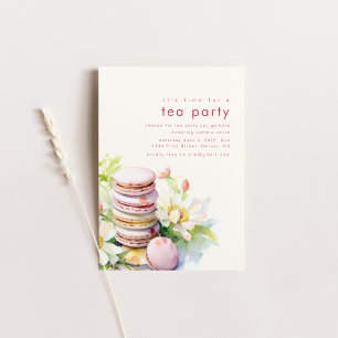 Tea Party Patisserie Invitation avec Macarons