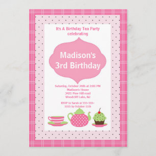 Tea Party Photo Invitation à la fête d'anniversair