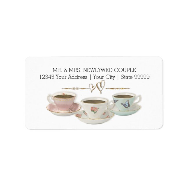 Tea Party Rücksendeadresse Bridal Dusche Einladung Adressaufkleber (Vorne)