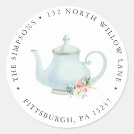 Tea Party Rücksendeadresse Klassischer Rundaufkleb Runder Aufkleber