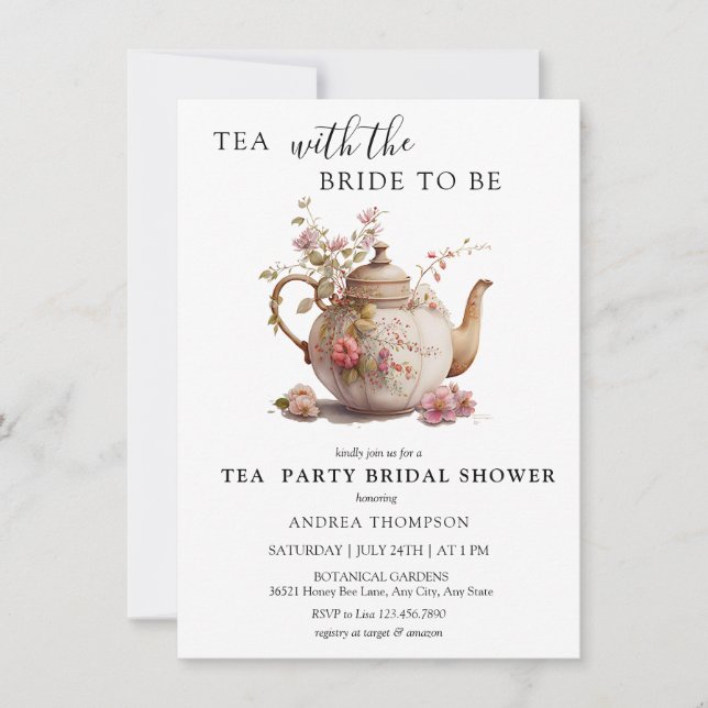 Tea-Party | Tee-Brautparty Einladung (Vorderseite)