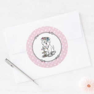 Tea Party Westie Dog West Highland White Terrier Runder Aufkleber