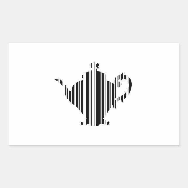 TEA POT BAR CODE Teapot Barcode Design Rechteckiger Aufkleber (Vorderseite)