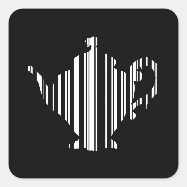 TEA POT BAR CODE Teapot Barcode Muster Quadratischer Aufkleber (Vorderseite)