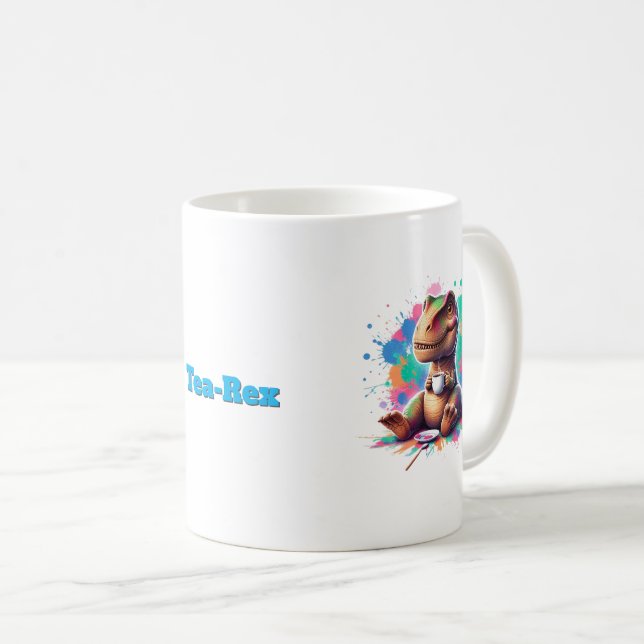 Tea‑Rex – Cartoon Dino mit Tee |  Kaffeetasse (VorderseiteRechts)