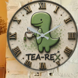Tea-Rex Dinosaur Große Wanduhr