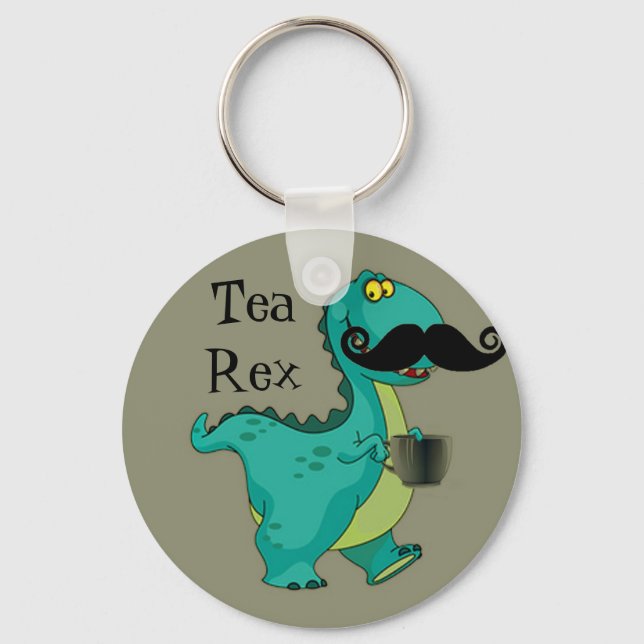 Tea-Rex Funny Dinosaur Cartoon Innuendo Schlüsselanhänger (Vorderseite)