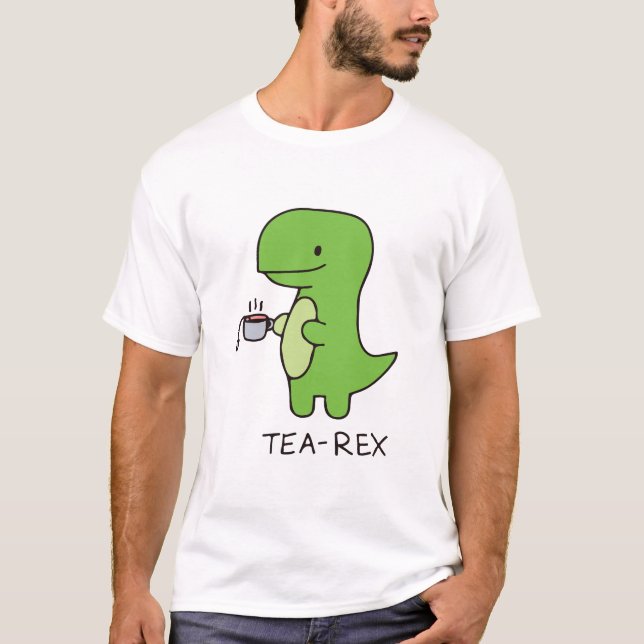 Tea-Rex, Niedlicher Dinosaurier, Funny Lover Dino T-Shirt (Vorderseite)