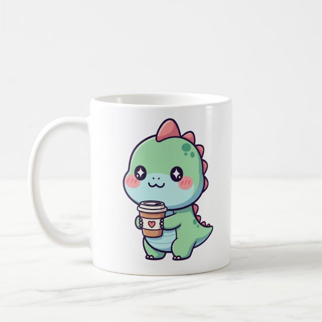 Tea-Rex - Niedlicher Dinosaurier mit Kaffee Kaffeetasse (Links)